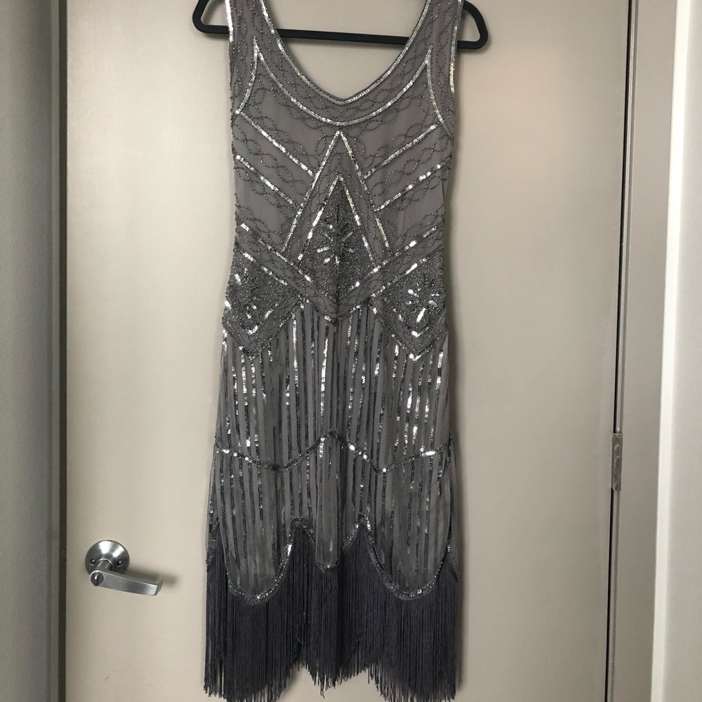 1920’s Silver Sequin Flapper Dress